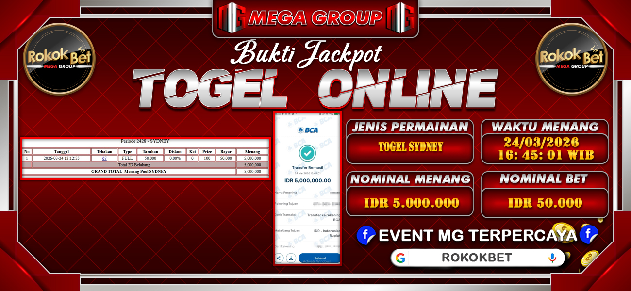 Bukti JP situs Rokokbet hari Selasa, 24 Maret 2026